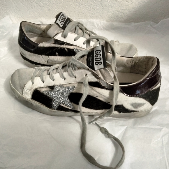 GOLDEN GOOSE GENIUNE CALF HAIR SIZE 38 ZEBRA PRINT - Picture 13 of 16